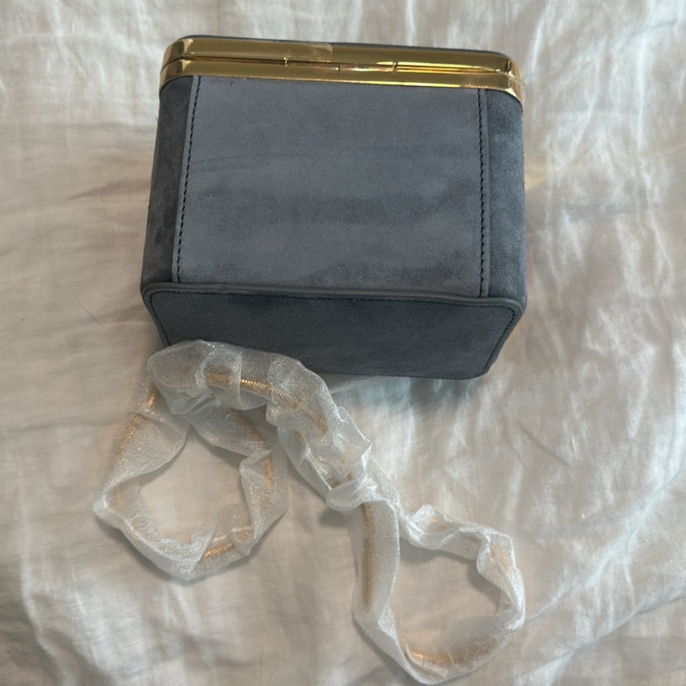 NWT Khaite Eloise Minaudière In Slate Suede - Picture 5 of 9